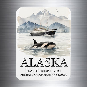 Alaska Kryssning Kryssning Späckhuggare Akvarell  Magnet