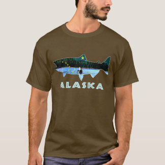 Alaska Kung Salmon Fishing Vacation Statlig flagga T Shirt