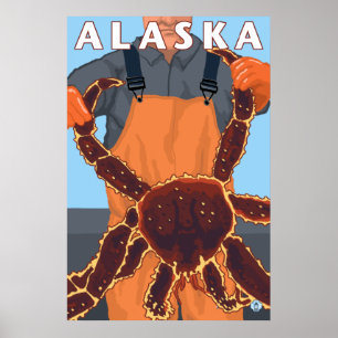 Alaska - kungkrabba och fiskare poster