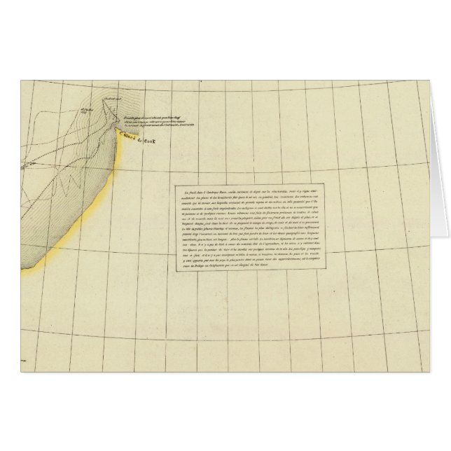 Alaska Kusten Karta Hälsningskort (Framsidan Horizontal)