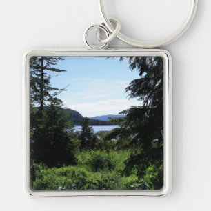 Alaska Landcape BeSnyval Alaska-foto Fyrkantig Silverfärgad Nyckelring