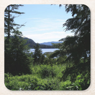 Alaska Landcape BeSnyval Alaska-foto Underlägg Papper Kvadrat