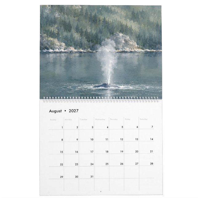 Alaska Landskap Glaciärer Skog Vilda Djur Konst Kalender (Aug 2027)
