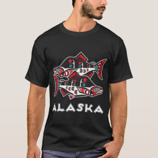 Alaska laxfiske Native American Tlingit-konst T Shirt
