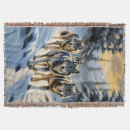 Alaska Ligcape Vild Varg Pack Winter Scene Filt