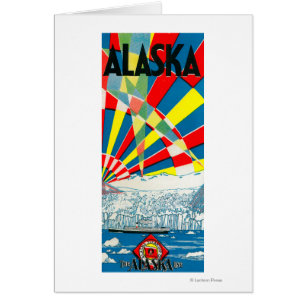Alaska Line Steamship Poster Hälsningskort