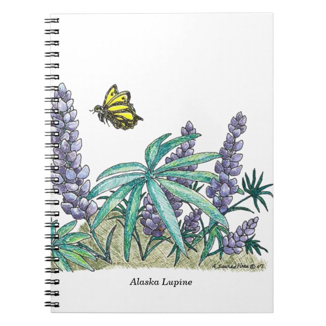 Alaska Lupine Watercolor Anteckningsbok Med Spiral (Framsidan)