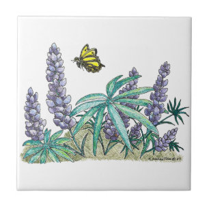 Alaska Lupine Watercolor Kakelplatta