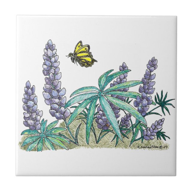 Alaska Lupine Watercolor Kakelplatta (Framsidan)