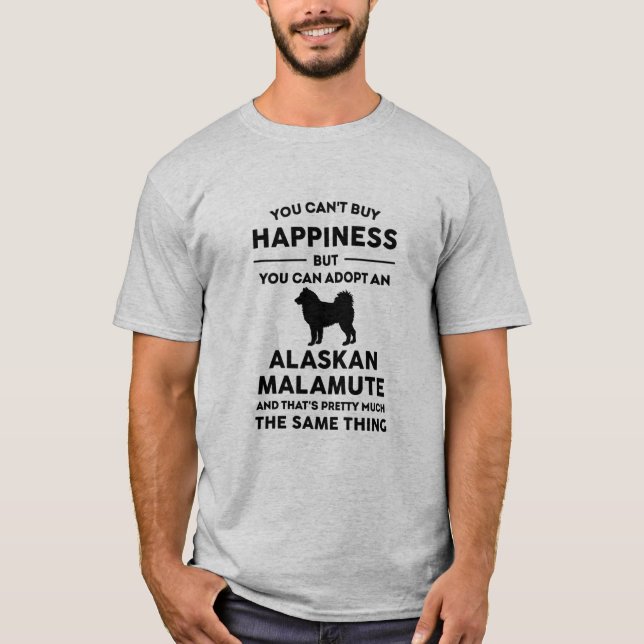 Alaska Malamute Adoption Happity T Shirt (Framsida)