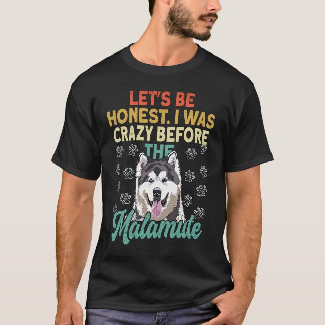 Alaska Malamute Adorable I Was Crazy Before Alaska T Shirt (Framsida)