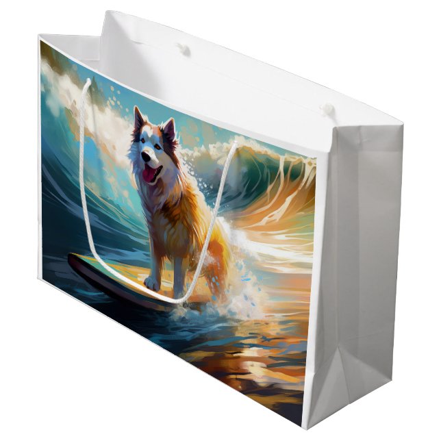 Alaska Malamute Beach Surfing Painting (Framsidan Vinklad)