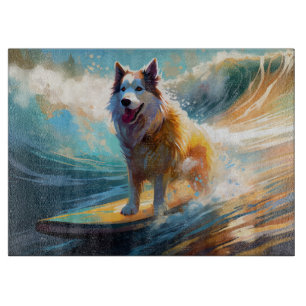 Alaska Malamute Beach Surfing Painting