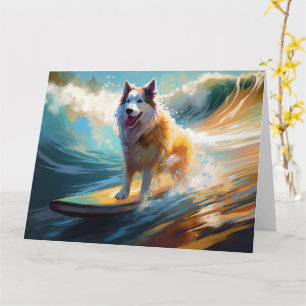 Alaska Malamute Beach Surfing Painting Kort