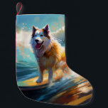 Alaska Malamute Beach Surfing Painting Liten Julstrumpa<br><div class="desc">Lägg dig i den lekande världen i hund äventyr med den här fängslande målningen. En andlig hund tar sig till vågar och kör skickligt surfan på en strand som kysstes av sol. Den sjudande konsten fångar på ett vackert sätt kärnan i den upphetsning som finns vid sidan av när hund...</div>
