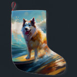 Alaska Malamute Beach Surfing Painting Liten Julstrumpa<br><div class="desc">Lägg dig i den lekande världen i hund äventyr med den här fängslande målningen. En andlig hund tar sig till vågar och kör skickligt surfan på en strand som kysstes av sol. Den sjudande konsten fångar på ett vackert sätt kärnan i den upphetsning som finns vid sidan av när hund...</div>