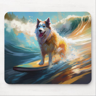 Alaska Malamute Beach Surfing Painting Musmatta