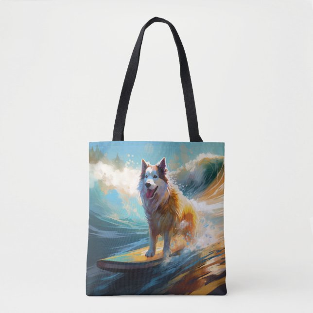 Alaska Malamute Beach Surfing Painting Tygkasse (Framsida)