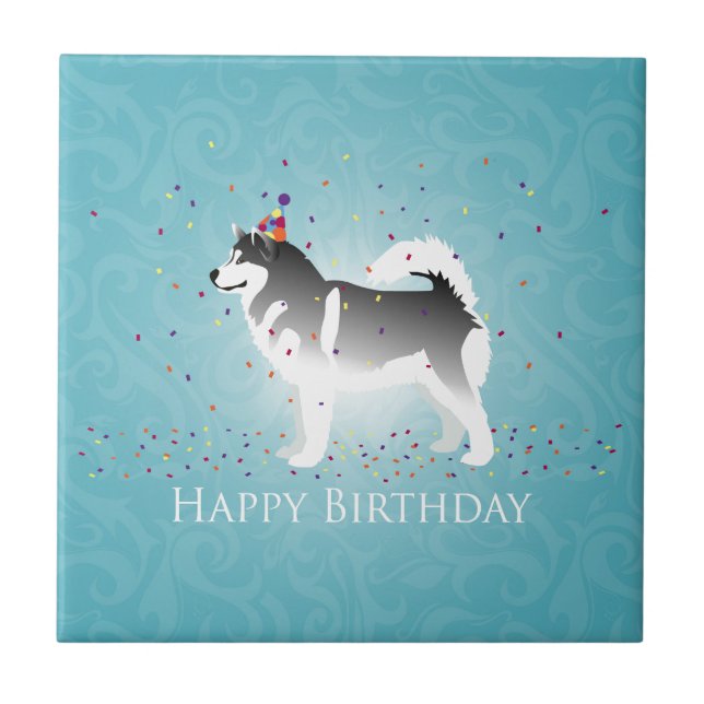 Alaska Malamute Birthday Design Kakelplatta (Framsidan)