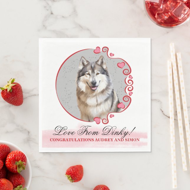 Alaska Malamute Bröllop Napkins with Hundar Photo Pappersservett (Insitu)
