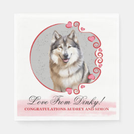 Alaska Malamute Bröllop Napkins with Hundar Photo Pappersservett