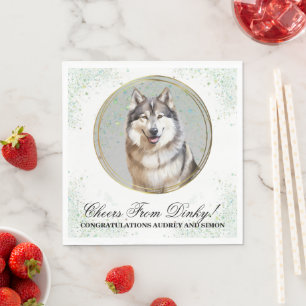 Alaska Malamute Bröllop Napkins with Hundar Photo Pappersservett
