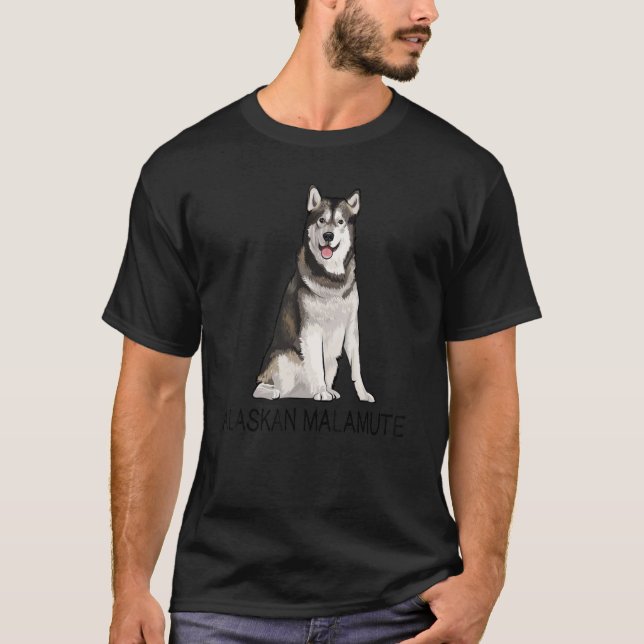 Alaska Malamute Crazy Hund T Shirt (Framsida)