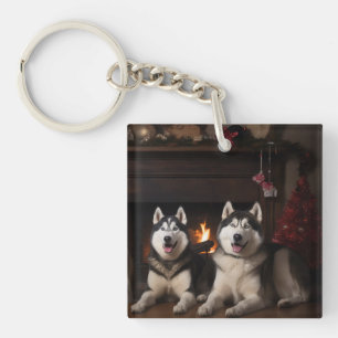 Alaska Malamute efter julgranen