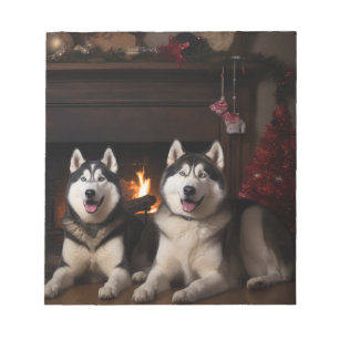 Alaska Malamute efter julgranen Anteckningsblock