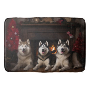 Alaska Malamute efter julgranen Badrumsmatta