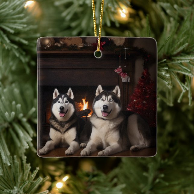 Alaska Malamute efter julgranen Julgransprydnad Keramik (Träd)