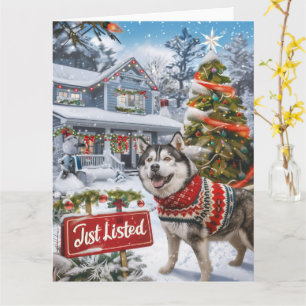 Alaska Malamute Festive Humor Realtor jul Kort