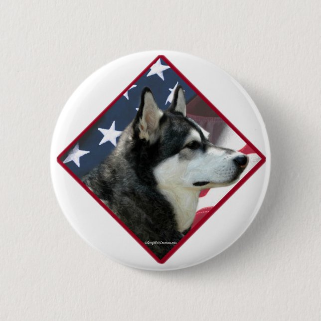 Alaska Malamute Flagga 2 Knapp (Framsida)
