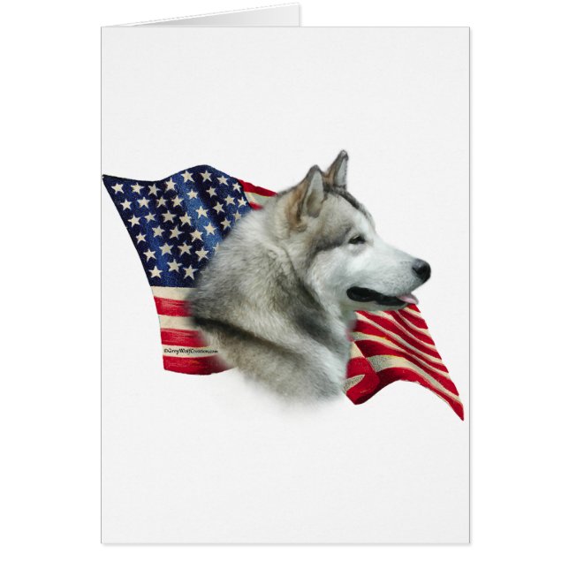 Alaska Malamute Flagga Hälsningskort (Framsidan)