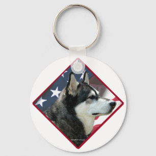 Alaska Malamute Flagga Keychain Nyckelring