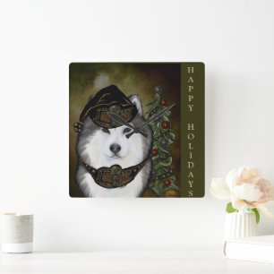 Alaska Malamute Fyrkantig Klocka