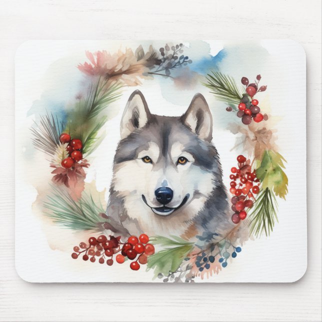 Alaska Malamute God Jul - Utandning Valp Musmatta (Framsidan)