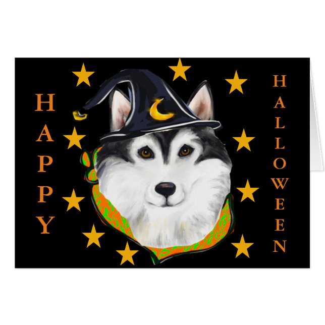 Alaska Malamute Halloween Hälsningskort (Framsidan Horizontal)