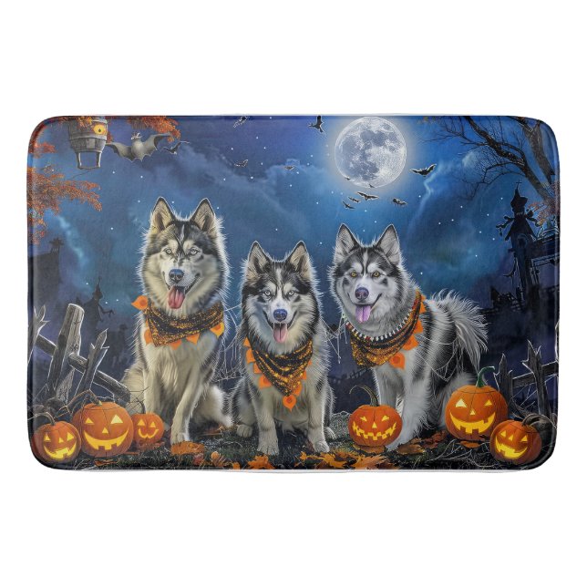 Alaska Malamute Halloween Spooky Badrumsmatta (Framsidan)