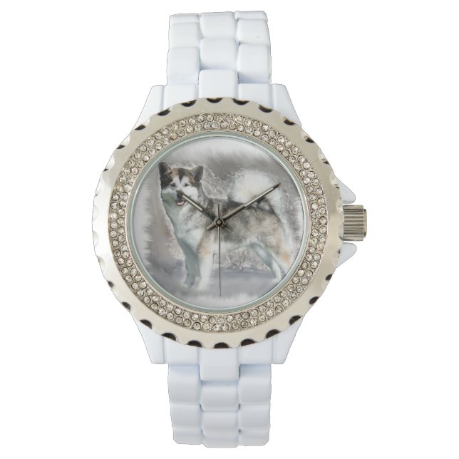 Alaska Malamute Hund Art Armbandsur (Framsida)