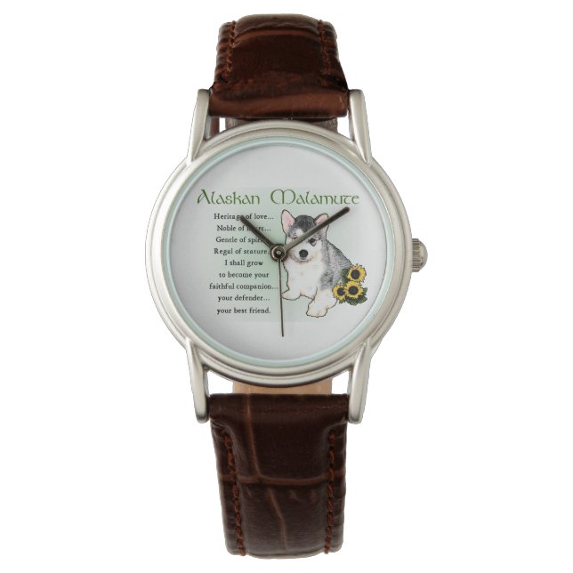 Alaska Malamute Hund Art Armbandsur (Framsida)