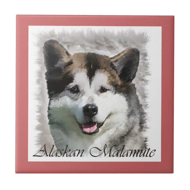 Alaska Malamute Hund Art Kakelplatta (Framsidan)