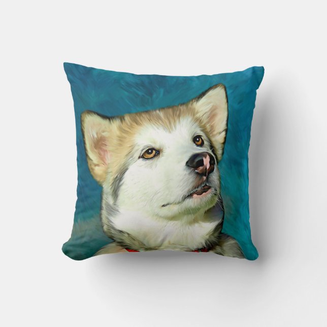 Alaska Malamute Hund Art Kudde (Framsida)