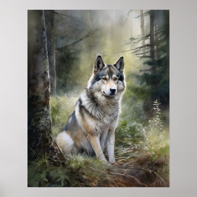 Alaska Malamute Hund Art Print Poster (Framsidan)