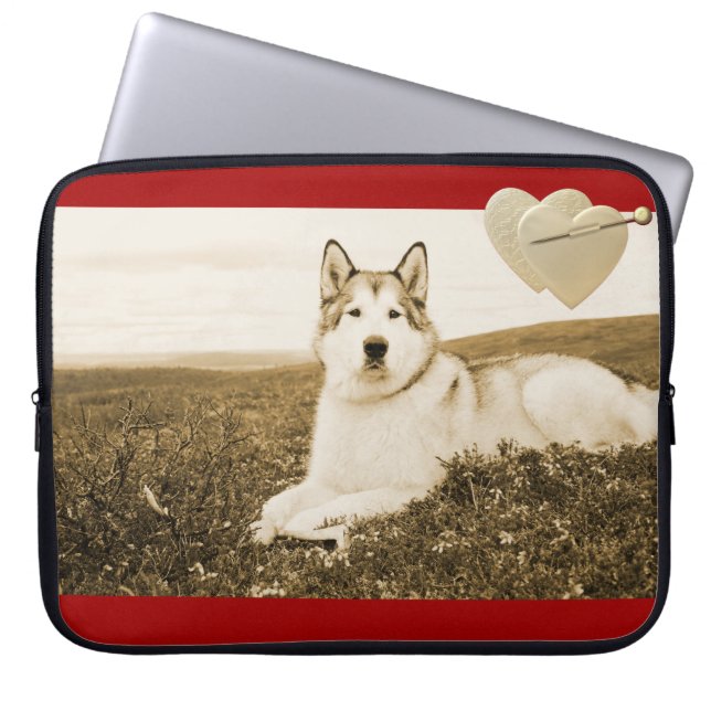 Alaska Malamute hund hjärtan Laptop sleeve (Framsidan)