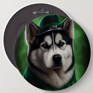 Alaska Malamute hund i St. Patrick Dress Knapp