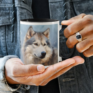 Alaska Malamute Hund Impressionistisk färg Mugg
