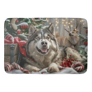 Alaska Malamute Hund jul - helgdag Badrumsmatta