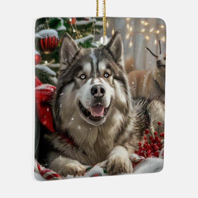 Alaska Malamute Hund jul - helgdag Julgransprydnad Keramik (Höger)