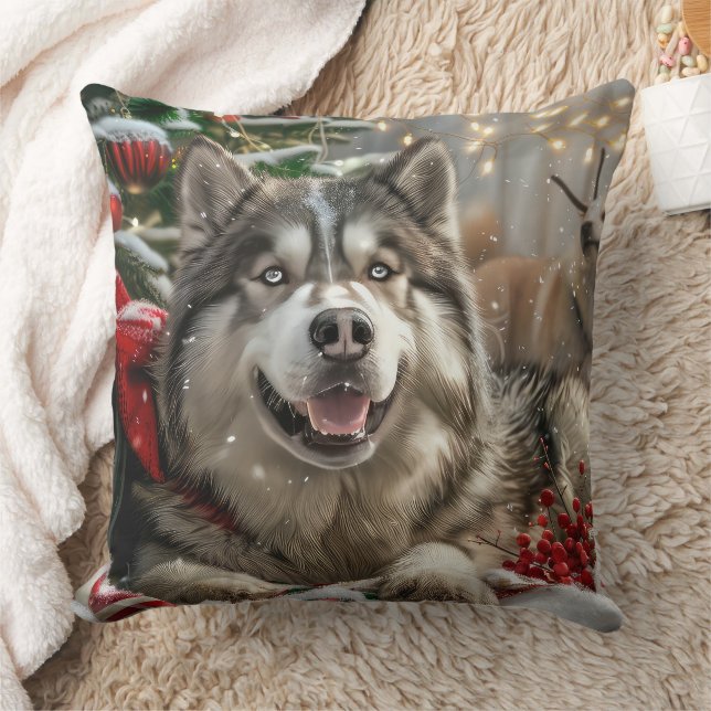 Alaska Malamute Hund jul - helgdag Kudde (Filt)